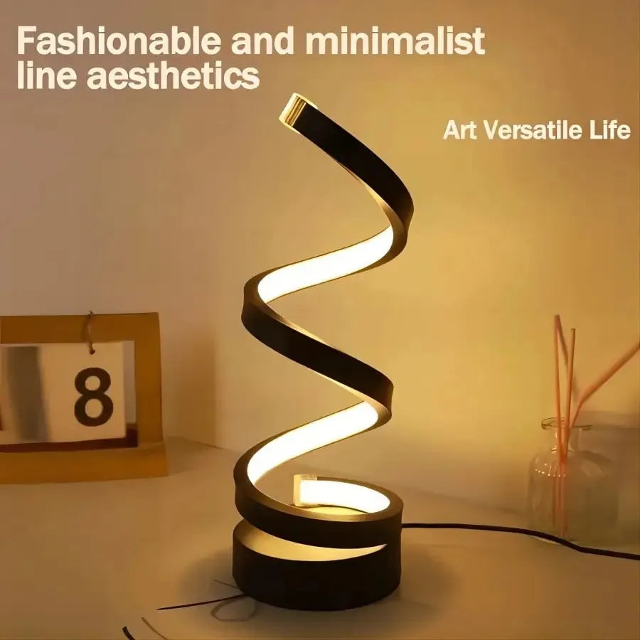 Upgrade your table lamps for living room with modern spiral LED design that offers dimmable lighting for relaxing evenings or work.