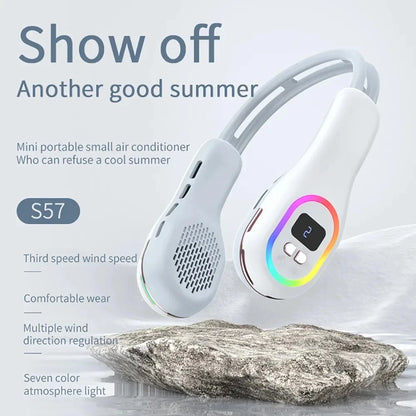 Order Rechargeable Neck Fan for hands-free cooling that provides adjustable airflow and a comfortable bladeless design.