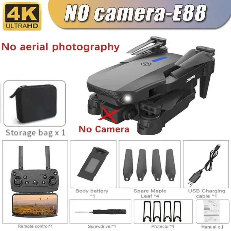 Buy the E88 Pro RC Drone for smooth FPV flights with a Wide Angle Dual HD Camera, foldable design, and height hold for easy control.
