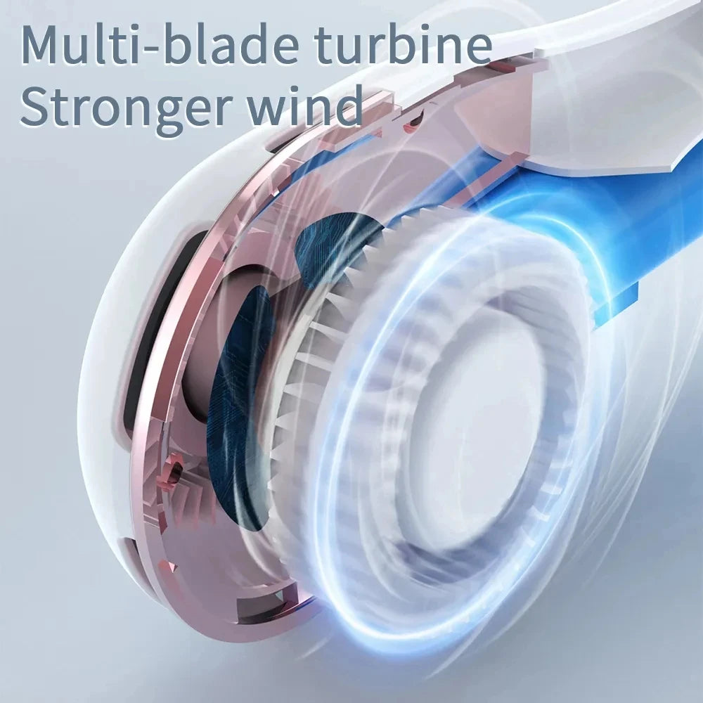 Order Rechargeable Neck Fan for hands-free cooling that provides adjustable airflow and a comfortable bladeless design.