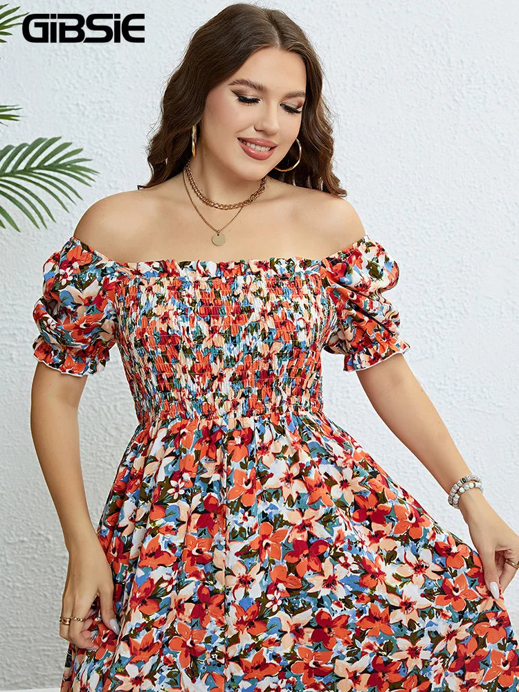 Find the perfect plus size floral maxi dress with an elegant A-line shape, comfortable fit, ideal for everyday wear & occasions.