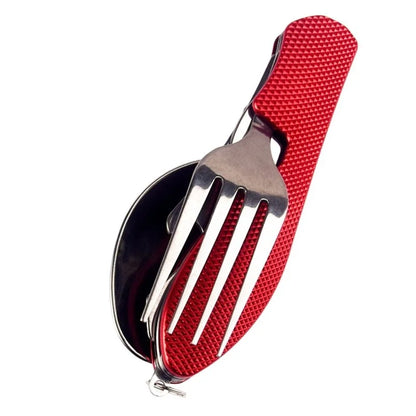Outdoor Camping Portable Fork Knife Tableware Tools Stainless Steel Multi-Function Folding Spoon&Fork Knife Travel Sets