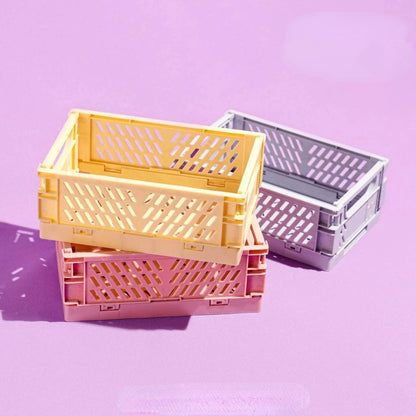 Plastic Foldable Storage Crate Folding Box Basket Stackable Cute Makeup Jewellery Toys Boxes for Storage Box Organizer Portable