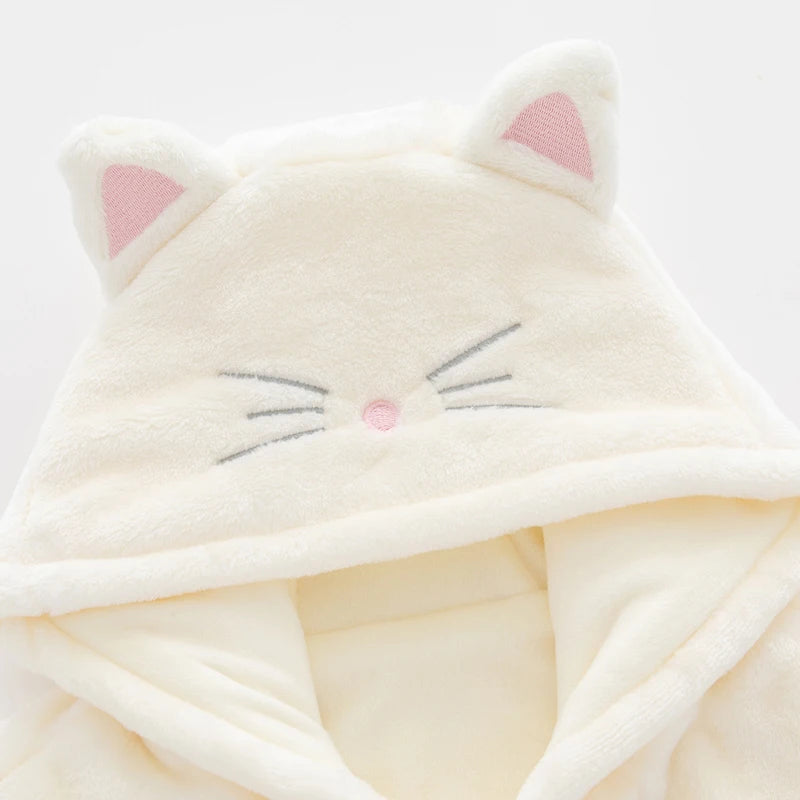 IYEAL Winter Cartoon Hooded Ears Warm Plus Velvet Coat Jackets Children Boys Girls Cape Cloaks  Fashion Kids Baby Girl Clothes