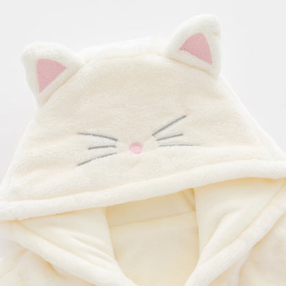 IYEAL Winter Cartoon Hooded Ears Warm Plus Velvet Coat Jackets Children Boys Girls Cape Cloaks  Fashion Kids Baby Girl Clothes