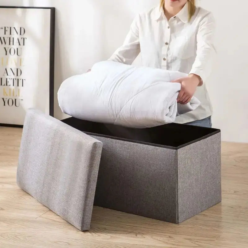 1pc Foldable Fabric Storage Stool Multifunctional Home Life Storage Box Shoe Stool Toy Storage Organizer Box Home Organization