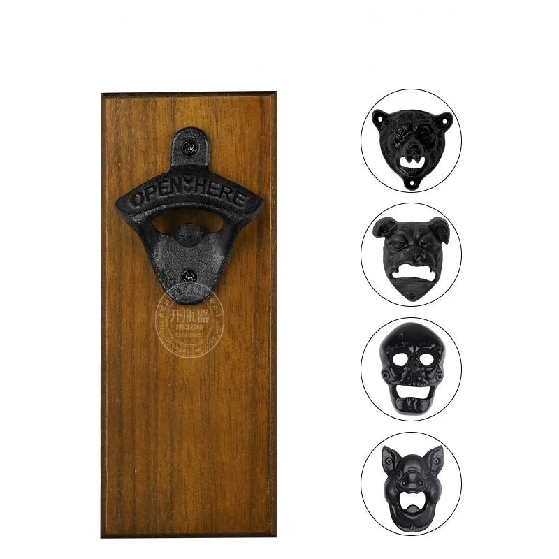 Bottle Opener Wine Beer Soda Cap Opener Wall Mounted Bottle Opener Kitchen Bar Tools Gadgets Cast Iron Bear Shape