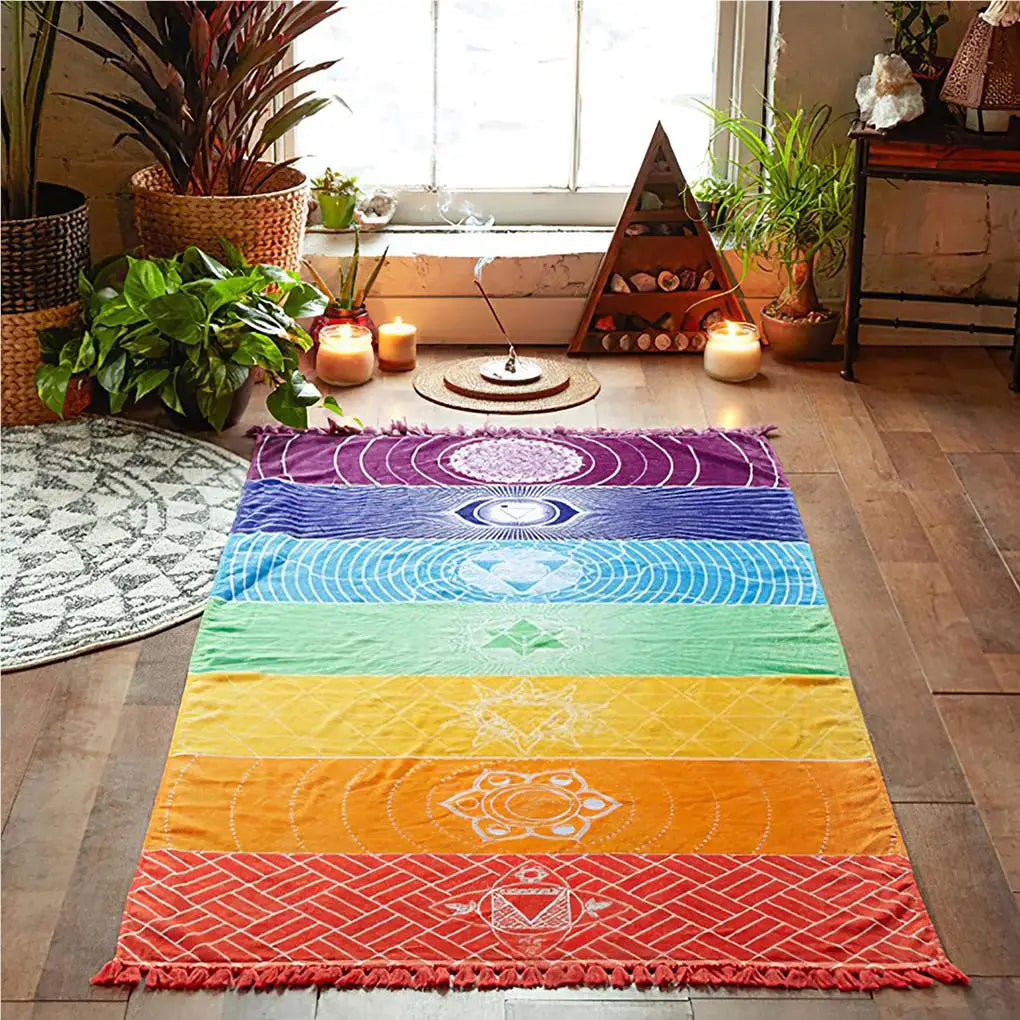 Meditation Yoga Rug Multipurpose Tassel Floor Mat Sun-proof Good Workmanship Rectangular Tapestry Towels Outdoor Supplies