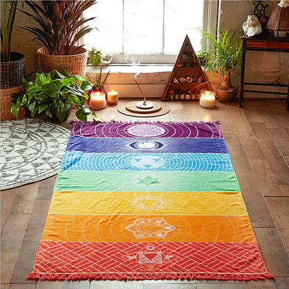 Meditation Yoga Rug Multipurpose Tassel Floor Mat Sun-proof Good Workmanship Rectangular Tapestry Towels Outdoor Supplies