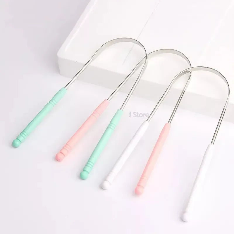혀 스크레퍼 Hot 1PC Stainless Steel Tongue Scraper Cleaner Fresh Breath Cleaning Coated Tongue Toothbrush Oral Hygiene Care Tools