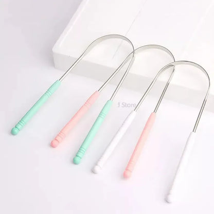 혀 스크레퍼 Hot 1PC Stainless Steel Tongue Scraper Cleaner Fresh Breath Cleaning Coated Tongue Toothbrush Oral Hygiene Care Tools