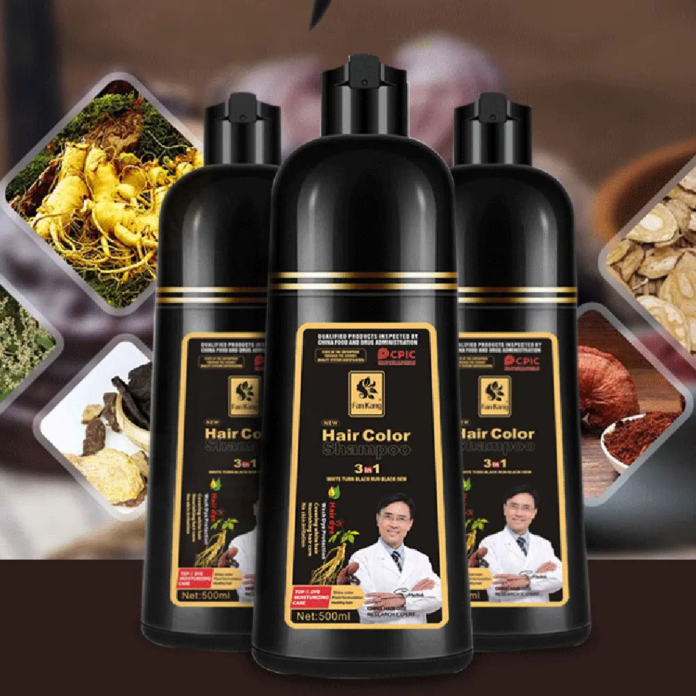 500ml Permanent Hair Shampoo Organic Natural Fast Hair Dye Plant Essence Hair Colorng Cream Cover Dye Shampoo For Women Men
