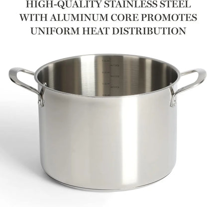 Castelle 10 Piece 18/8 Stainless Steel Induction Safe Pots and Pans Non-Toxic Cookware Set