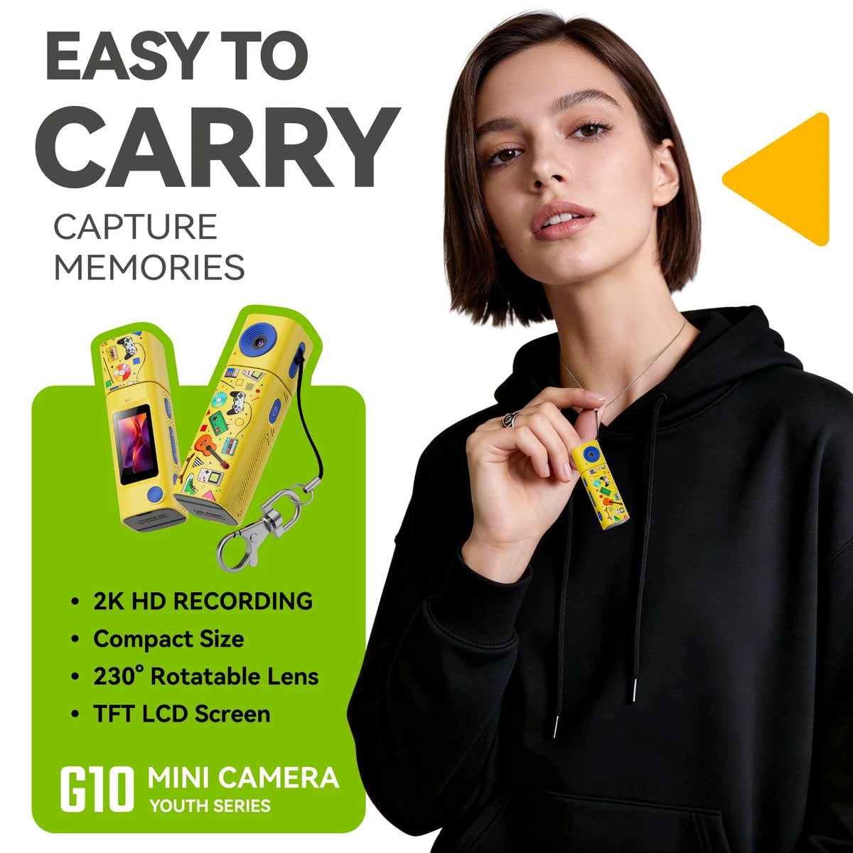 G10 2K Thumb Camera Flip the Lens 230 ° Retro Mini Digital Camera Very Small Camcorder Video Recorder for Kid Portable Cam 2026
