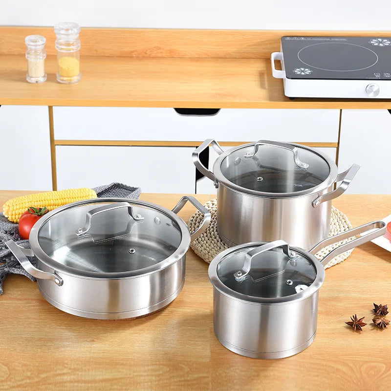 3Pcs Stainless Steel Pot Set