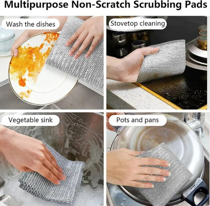 100/1pcs Magic Cleaning Cloth Thickened Double -sided Metal Steel Wire Rags Kitchen Dish Pot Washdishing Cloth Towel Clean Tools