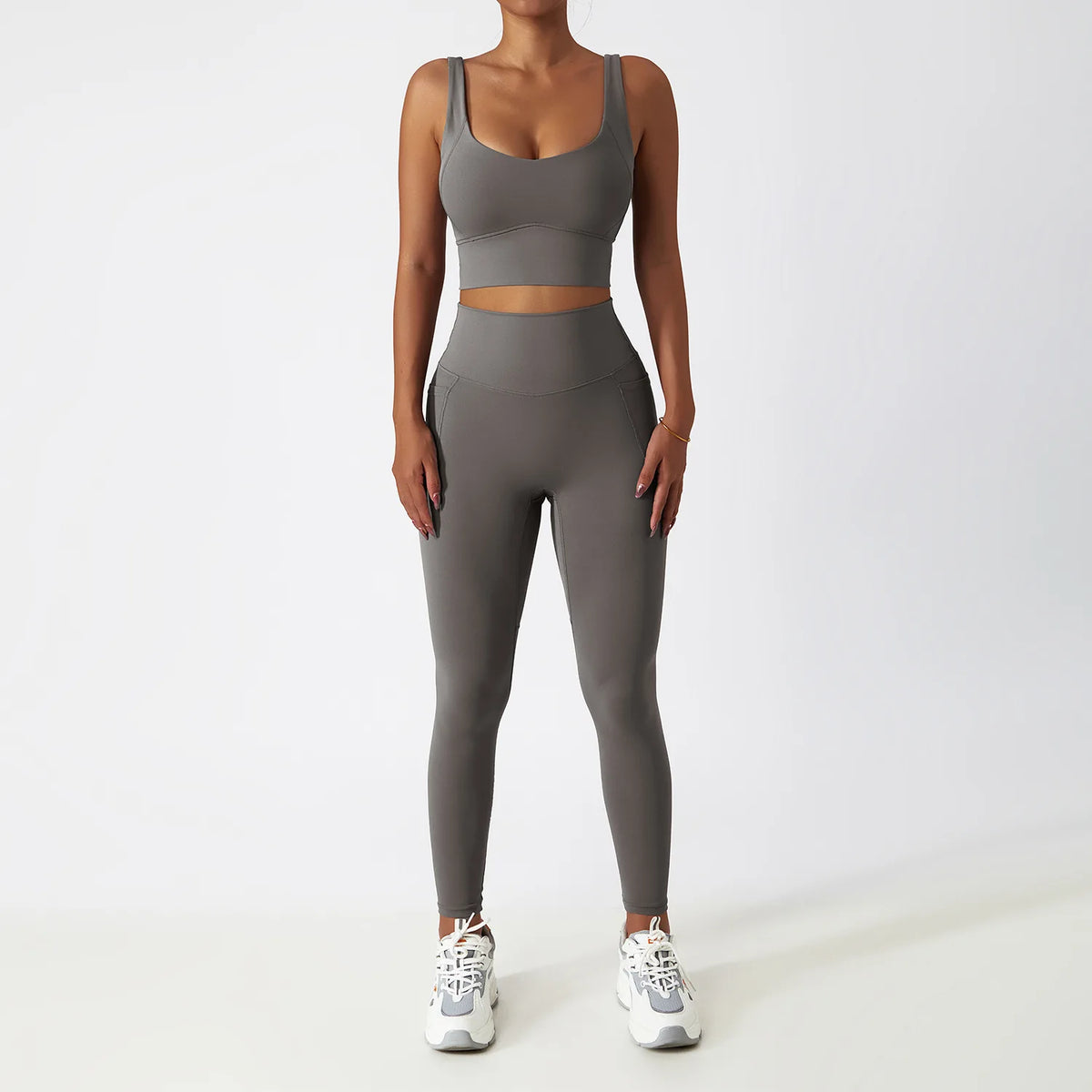 2PCS Seamless Women Tracksuit Yoga Set Workout Sportswear Gym Clothing Athletic Wear Fitness Bra High Waist Leggings Sports Suit