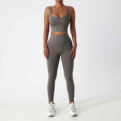 2PCS Seamless Women Tracksuit Yoga Set Workout Sportswear Gym Clothing Athletic Wear Fitness Bra High Waist Leggings Sports Suit