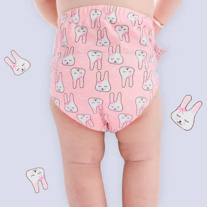 B Caton Cartoon Print Reusable Baby Diaper 6-layer Waterproof Cotton Diaper Cloth for Baby Breathable Training Pants Toddler