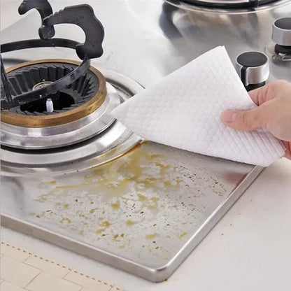 Non-woven Disposable Rags Dishcloths Household Kitchen Non-stick Oil Cleaning Cloths Dishcloths Wash Paper Towels Cleaner Tools