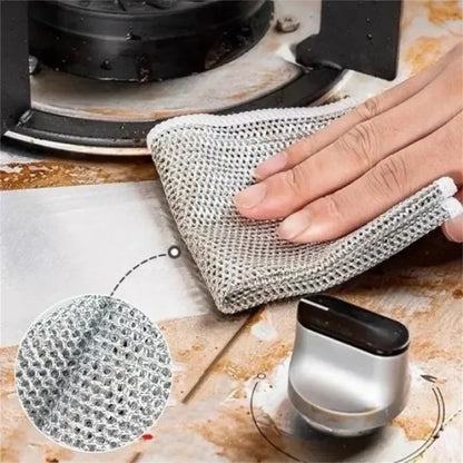 20/1pcs Magic Cleaning Cloth Thickened Double -sided Metal Steel Wire Rags Kitchen Dish Pot Washdishing Cloths Towel Clean Tools