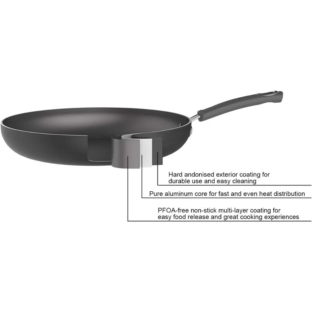 Hard Anodized Non-Stick 12-Piece Cookware Set, Black - Pots, Pans and Utensils