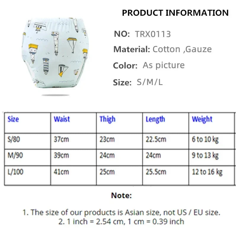 5PC Waterproof Reusable Cotton Baby Training Pants Infant Shorts Underwear Cloth Baby Diaper Nappies Panties Nappy Changing