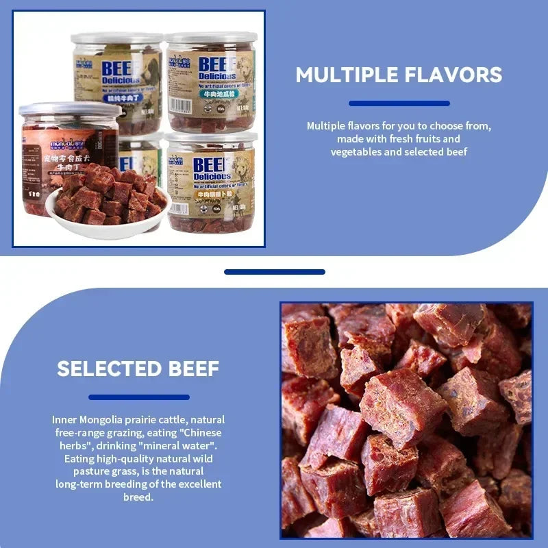Pet Dog Snacks Food Beef Cubes Vegetables Calcium Supplements Meat Dried Dog Training Rewards Snacks Nutritious Delicious Food
