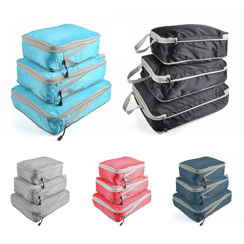 Travel Storage Bag Compressible Packing Cubes Travel Suitcase Luggage Organizer Foldable Waterproof Nylon HandbagTravel Bag