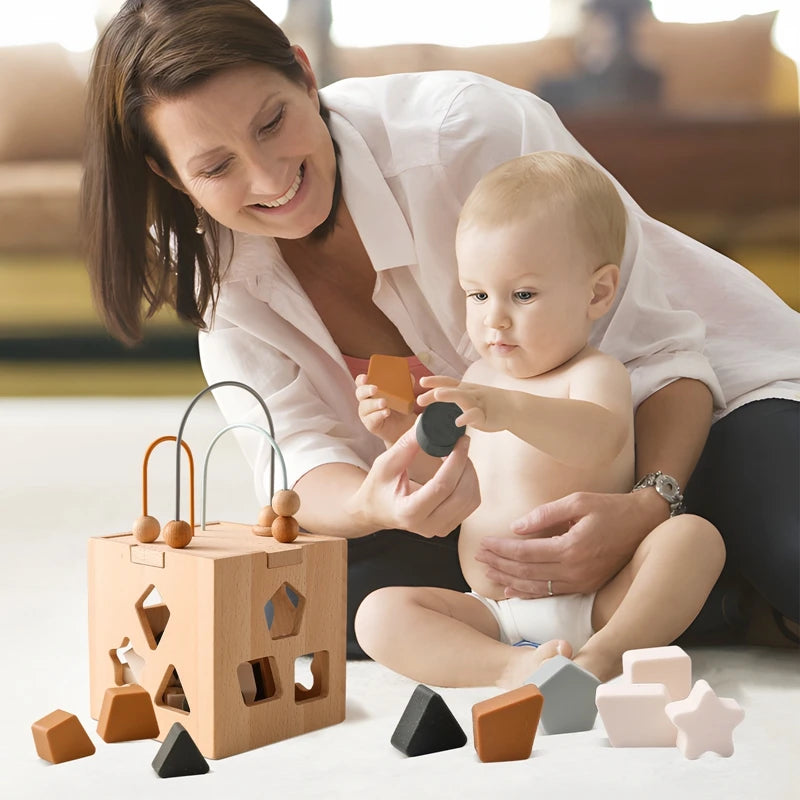 Montessori Toys Wooden Activity Cube Multifunctional Baby Geometric Shape Busy Box Toy Baby Early Education Learning Sensory Toy