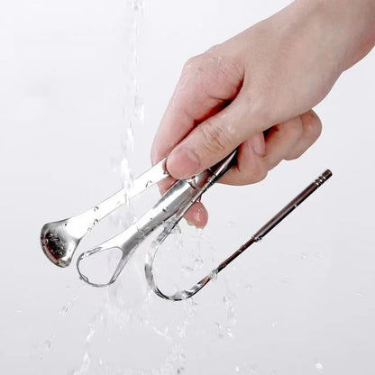 1pcs Tongue Scraper Cleaner Stainless Steel Tongue Cleaning Tools Washable Tongue Scrubber Oral Hygiene Tool Accessories