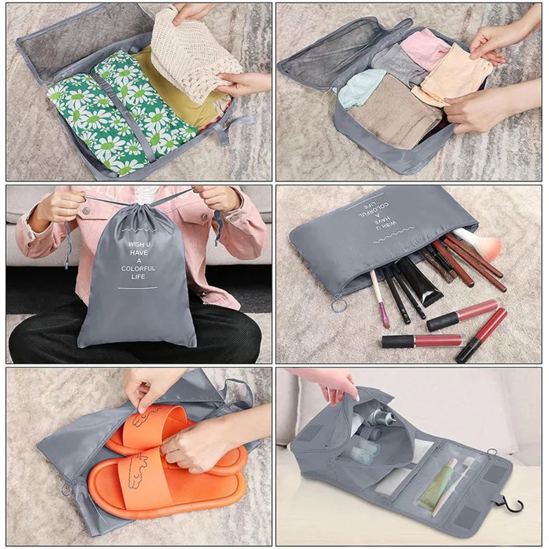 8/7pcs Travel Storage Bag Suitcase Storage Luggage Clothes Sorting Organizer Set Portable Wardrobe Luggage Clothes Shoe Pouch