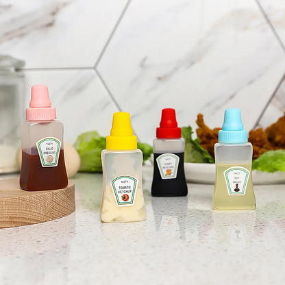 Refillable Mini Sauce Bottles Portable Ketchup Honey Salad Squeeze Bottles Dressing Dispensers For Lunch Box Kitchen Accessories