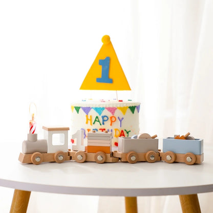 Baby Wooden Train Trailer 1-5st Birthday Gift Dragging Tractors Toddler Toys Montessori For Children Puzzle Improve Cognition