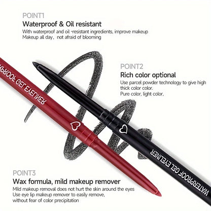 2 In 1 Eyeliner Lip Liner Gel Pencil Waterproof Long-lasting White Black Brown Easy Wear Eyeliner Makeup For Eyes 6 Colors Optio