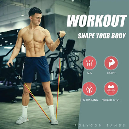 Fitness Pull Rope Resistance Rubber Band Yoga Elastic Belt Upgrade Training Stick Set Pilates Exercise Fitness Equipment