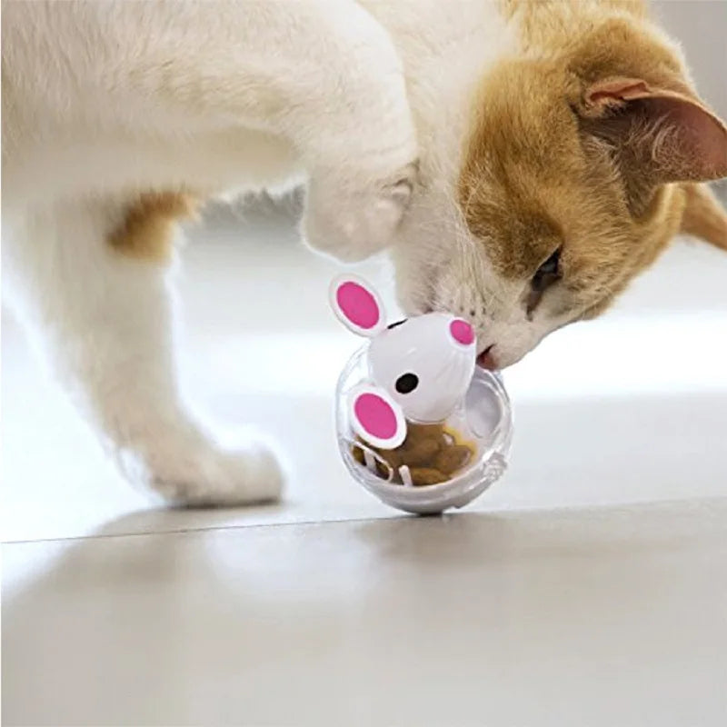 Cat Mice Food Tumbler Cat Food Toy Ball Interactive Cat Food Feeder Leak Food Interesting Plastic Cat Food Dispenser Treat Toy