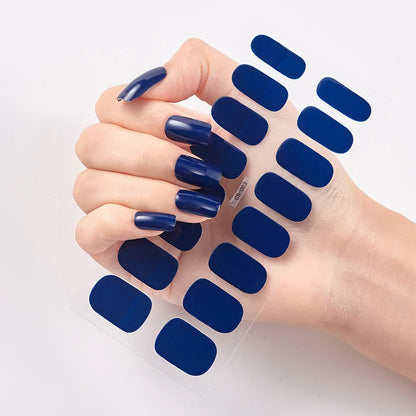 16p solid color stickers nail art supplies European and American simple decals oil film decals press on nails stickers designer