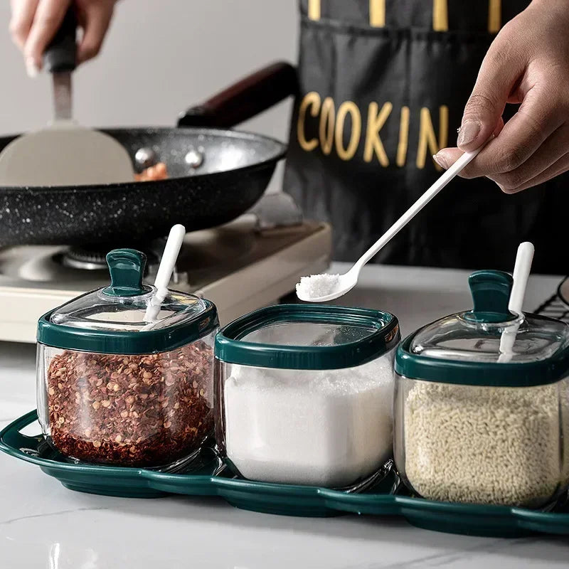 Kitchen Light Luxury Salt Monosodium Glutamate Seasoning Box Salt Shaker Seasoning Combination Set Seasoning Bottle Can