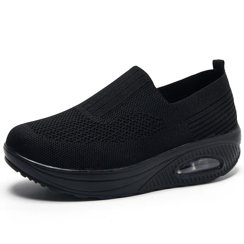 Cross-border 2023 new flying woven women's shoes casual sports shoes rocking women's flats air cushion shoes