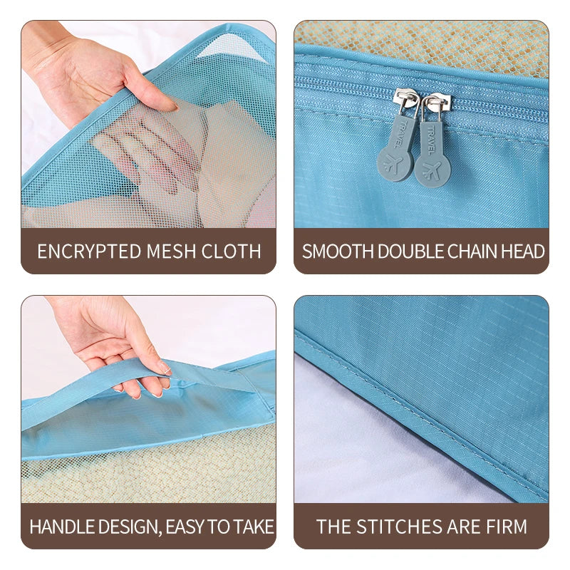 Travel Storage Bag Portable Travel Mesh Bag Capacity Suitcase Storage Luggage Clothes Sorting Organizer Packing Cube Pouch Case