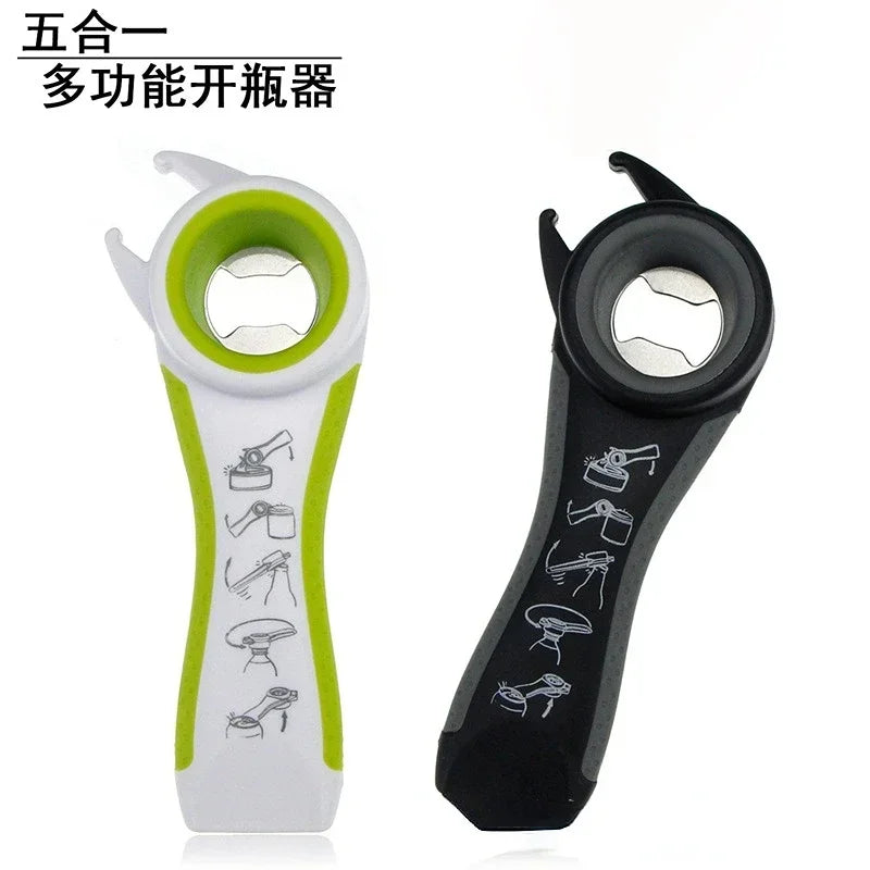 5 in 1 Multi function  Stainless Steel plastic Can jar bottle open can Opener Beer Good Kitchen Tool tools