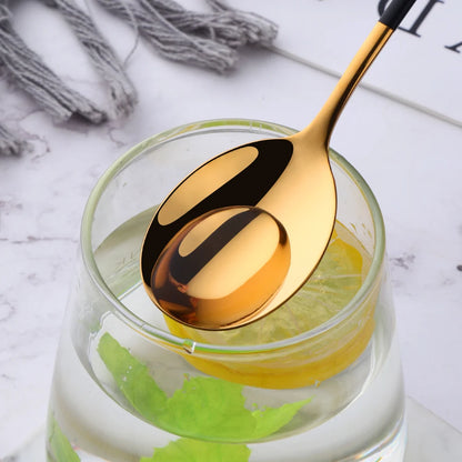 2Pcs 18/8 Stainless Steel Cutlery Set Sushi Sticks Coffee Tea Spoons Set Dinnerware Korean Chopsticks Dessert Spoon Flatware Set