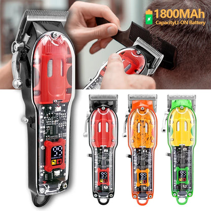 Transparent Electric Trimmer Men Beard Trimming Professional Clippers USB Rechargeable Machine Hair Cutting Clippers Shaving