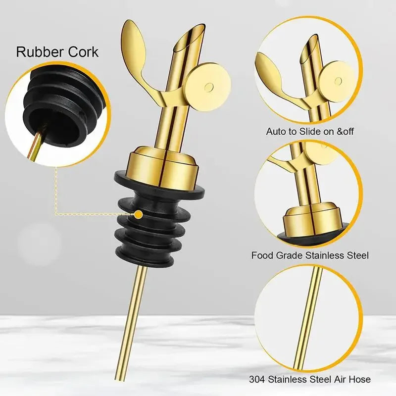 1Pc Oil Bottle Stopper Cap Dispenser Sprayer Lock Wine Pourer Sauce Nozzle Liquor Leak-Proof Oil Pour Spouts Kitchen Tools
