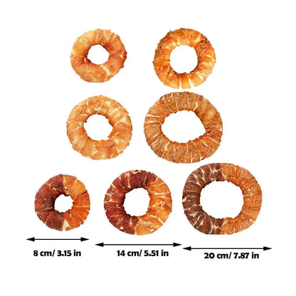 High-looking Dog Cowhide Chicken & Duck Doughnuts Shaped Small & Medium Dogs Pet Teething Bars Large Bite Resistant Dog Snacks