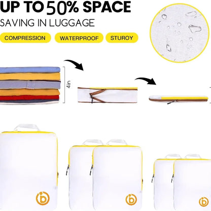 Ultralight Compression Packing Cubes For Suitcases,Travel Accessories  Portable Luggage Storage Bag Waterproof Travel Organizer
