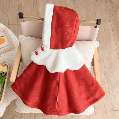 IYEAL  Baby Cloak For Autumn And Winter Outings, Children's Windproof Shawl With Plush Insulation, Baby Princess Super Cute Coat
