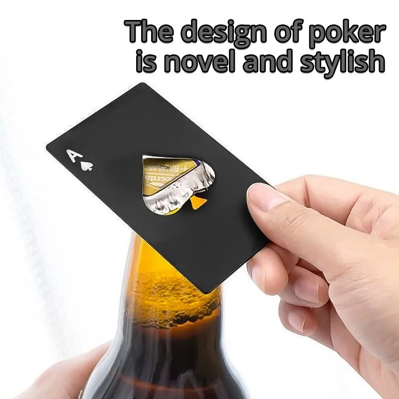 Stainless Steel Credit Card Size Beer Opener Cap Ace of Spades Casino Poker Shaped Can Opener for Family Bar Party Tools