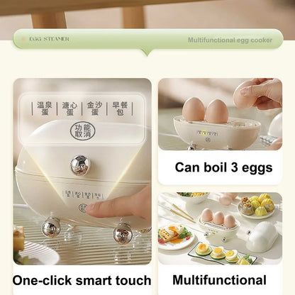 Egg Cooker Portable Low Power Student Dormitory Mini Breakfast Machine Automatic Power Off Electric Steamer Kitchen Tool 120W